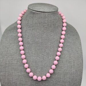 Beautiful Woman's Vintage Pink & Gold Beaded Fashion Necklace Barbiecore